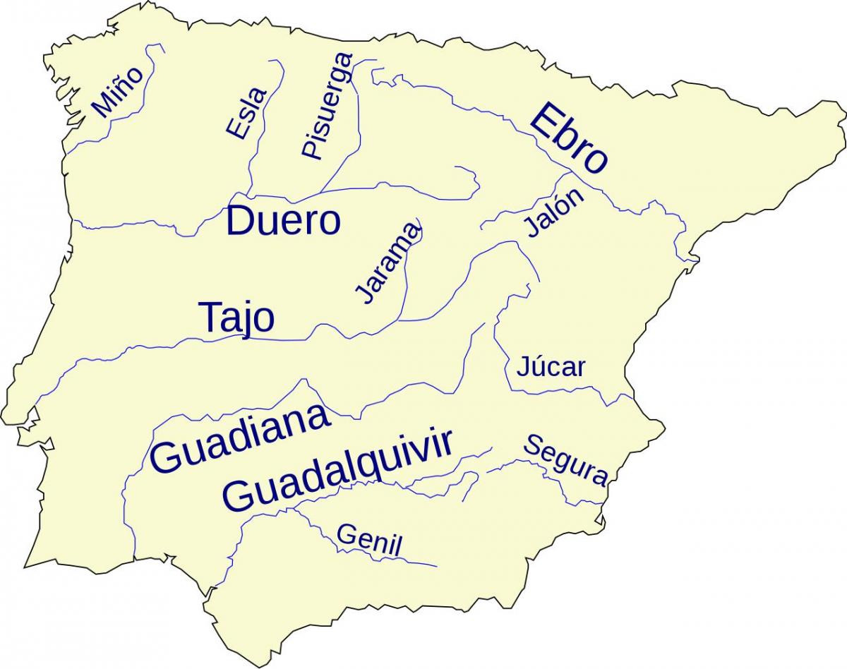 Carte des rivières en Espagne